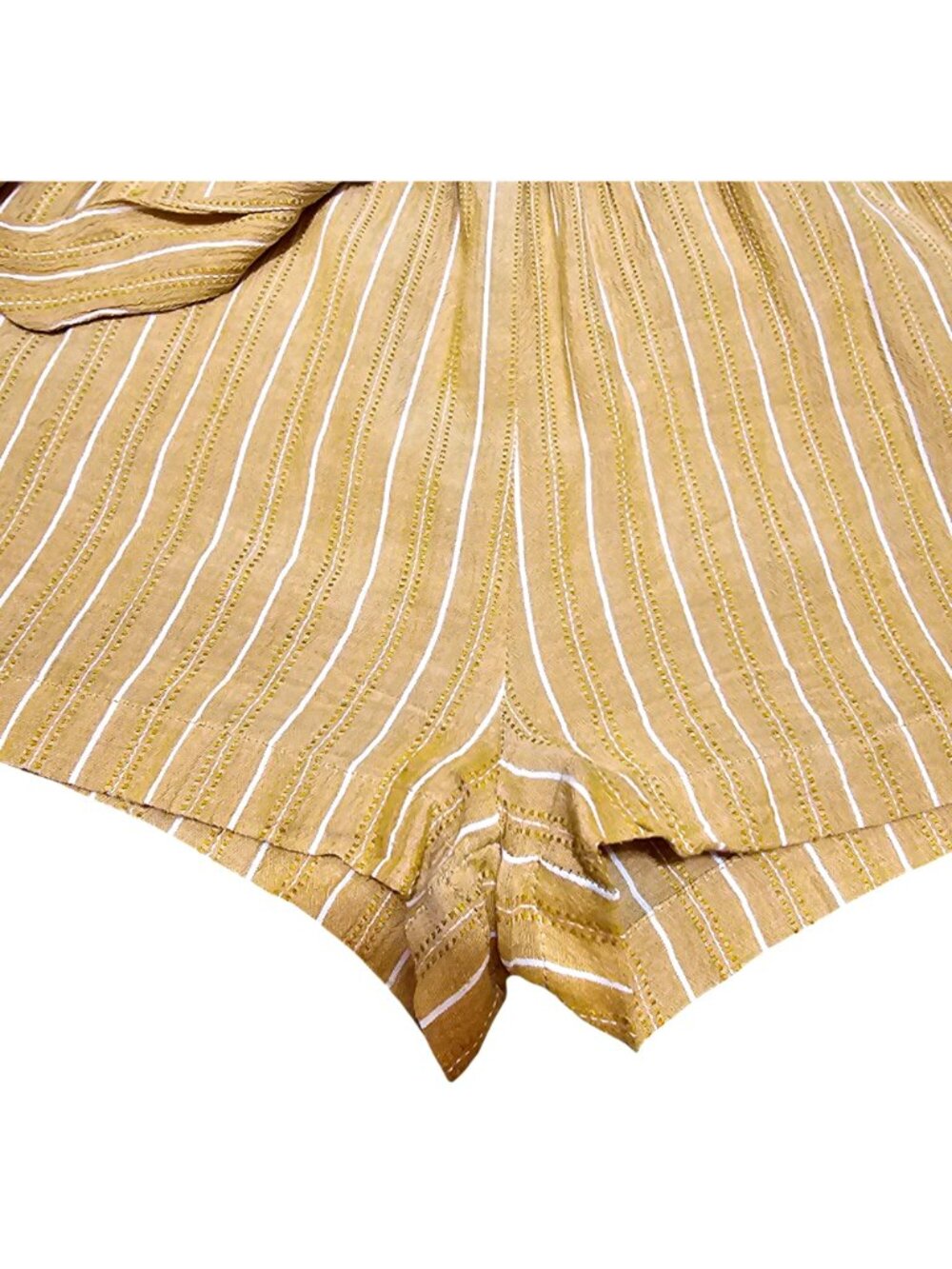 Yellow Striped Wrap Romper With Tie Waist By LuBella Boutique - Size S - Picture 8 of 13